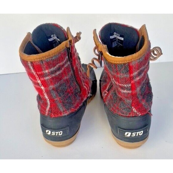 STQ Walk Into Winter Boots Women Size 9 Red Plaid Duck ST210317 Synthetic/TPR - Picture 11 of 12